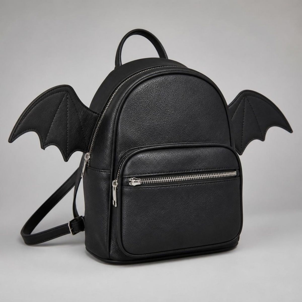 Black mini backpack with bat wings