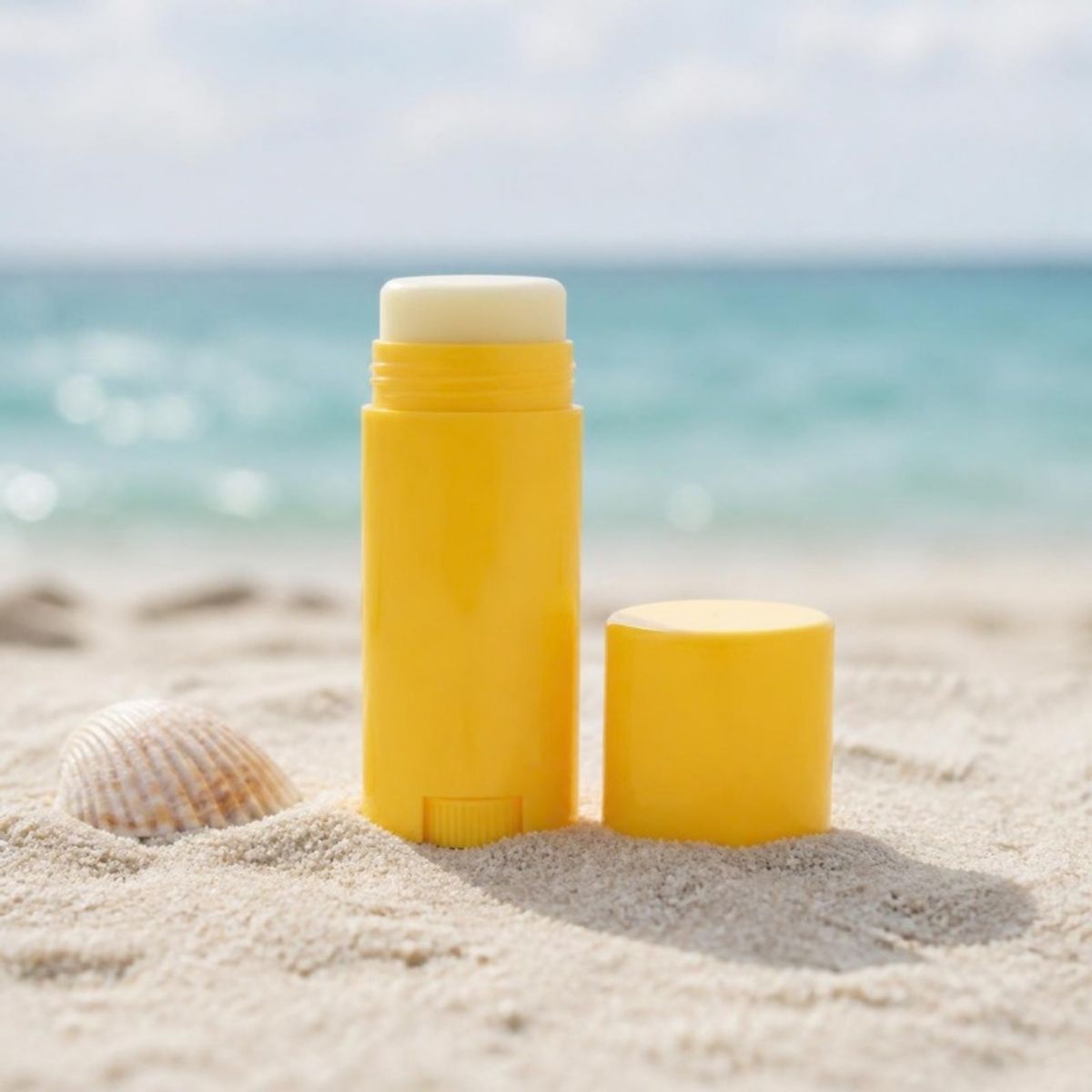Small yellow sunscreen stick