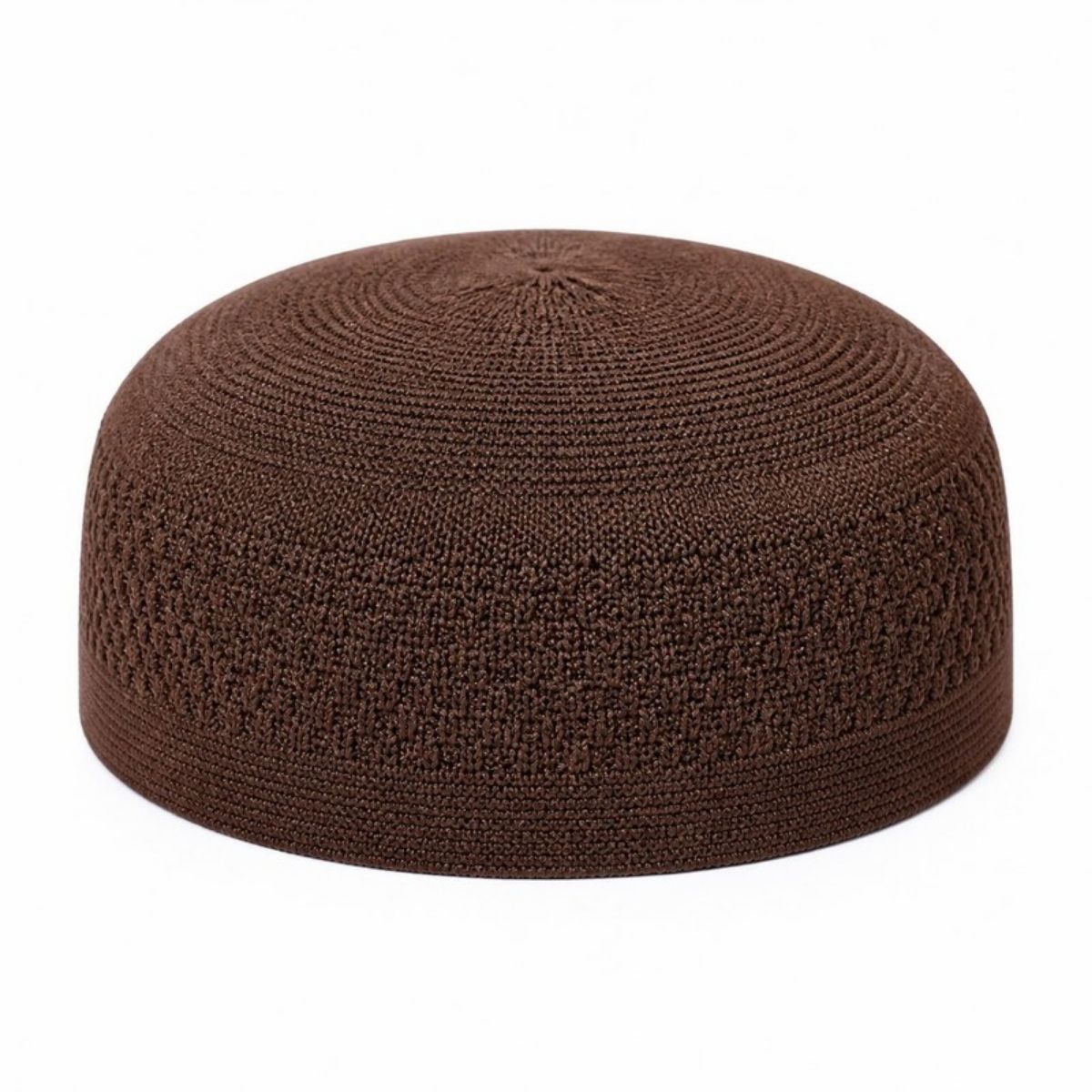Brown knit kufi cap