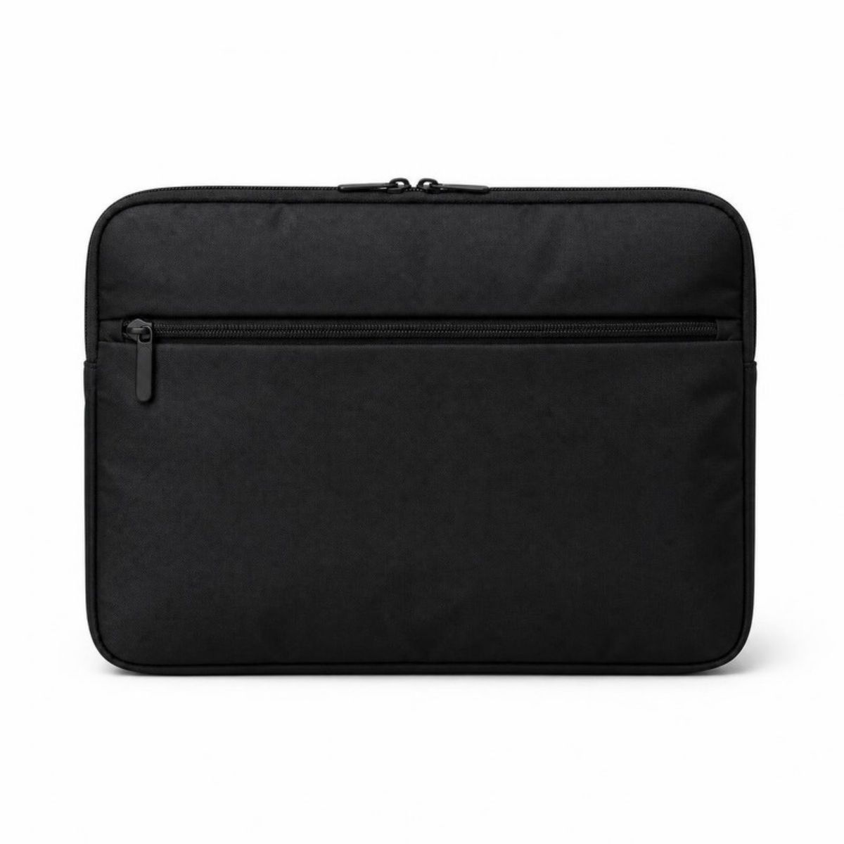 Black padded laptop sleeve with a zipper front pocket