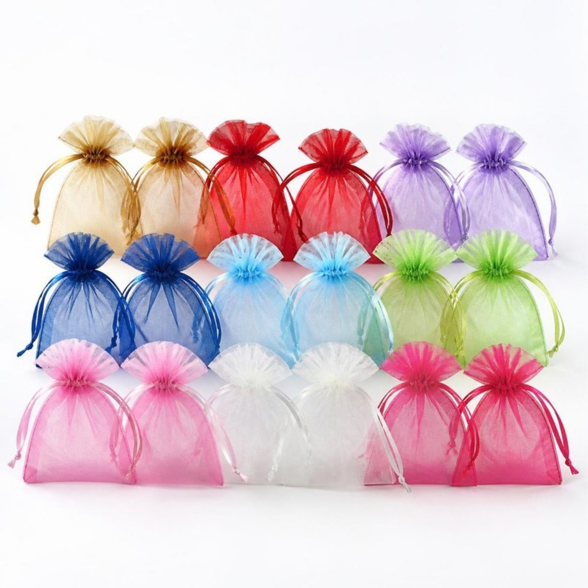 Sheer organza drawstring bags in many colors