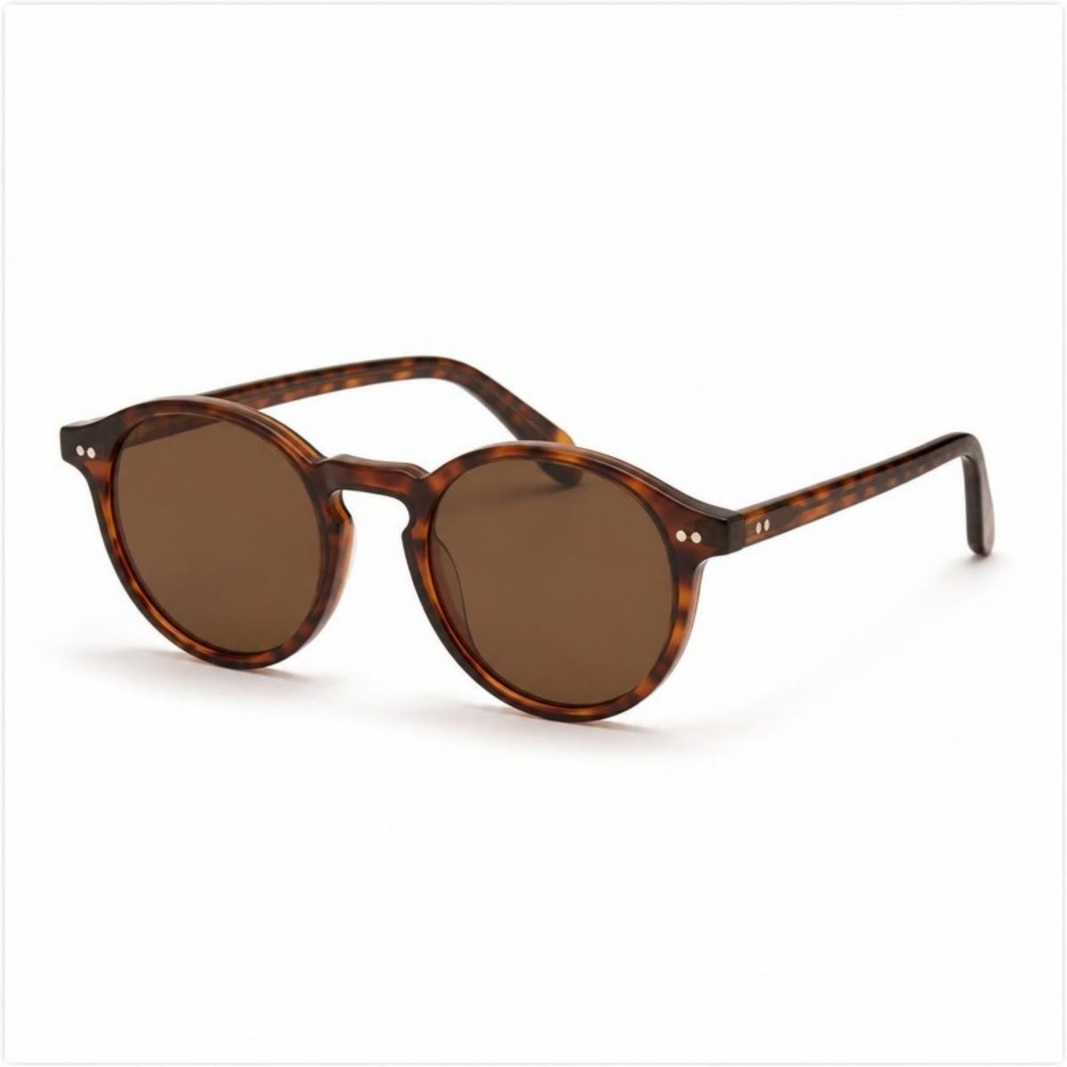 Round brown tortoise shell sunglasses with brown lenses