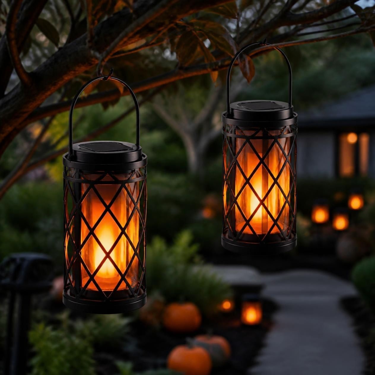 Solar flame lanterns