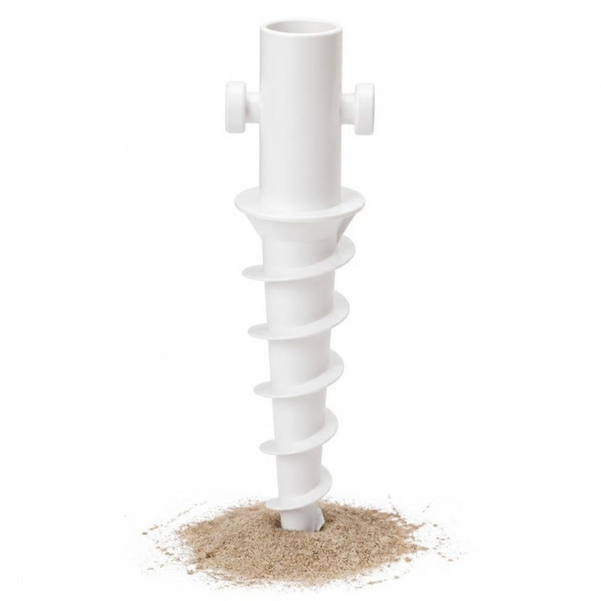 White screw-in beach umbrella sand anchor