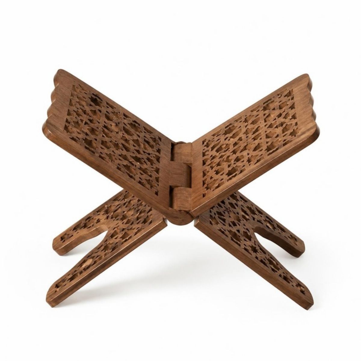 Folding carved wooden book stand